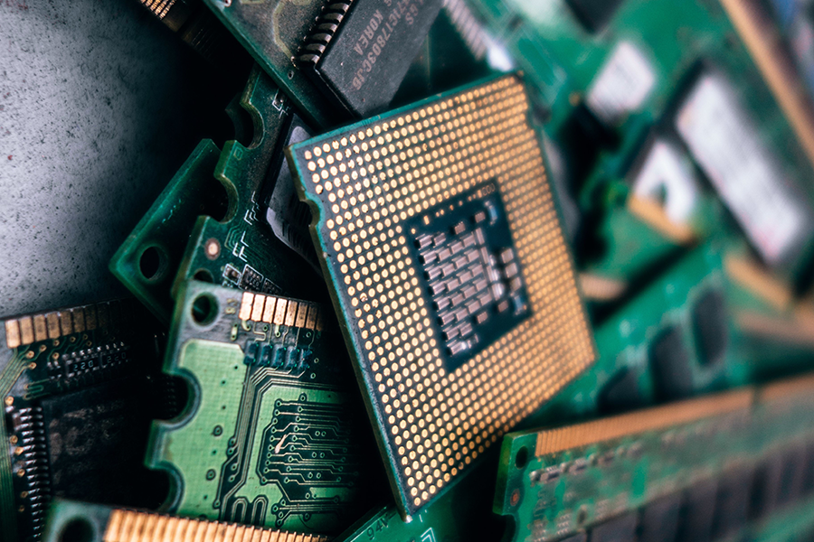 Image of computer chips and boards.