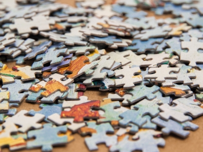 Image of puzzle pieces on a table